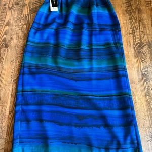 Women’s Nygard Collection Lavable Blue Black Print Straight Skirt SZ 12 NWT